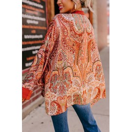 Autumn Winter Retro Printed Loose Street Tops Shirt for Women