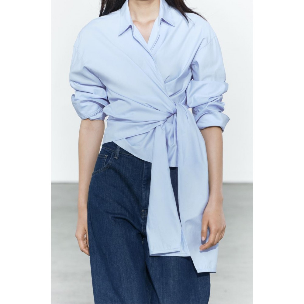 Summer Series Bowknot Decoration Poplin Shirt