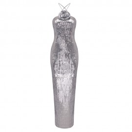 Silver Paillette Dress High Grade Light Luxury Evening Dress Bride Toast Dress Sexy Backless Dress Women