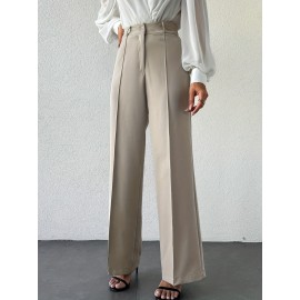 High Waist Slimming Straight Casual Trousers Side Pocket French Office Business Trousers