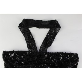 Women Sexy Tube Top Halter Cut out High Waist Sheath Dress Sequ Graceful Formal Dress