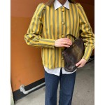 Women Clothing Spring Striped Casual Shirt Top