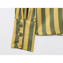 Women Clothing Spring Striped Casual Shirt Top