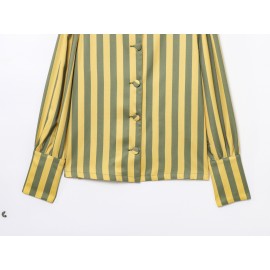 Women Clothing Spring Striped Casual Shirt Top