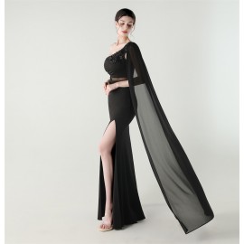 Tulle Shawl Three Dimensional Bead Tube Embroidery Craft One Shoulder Slim Slimming Social Celebration