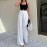 Women Clothing Solid Color Simple High Waist Wide Leg Straight Trousers