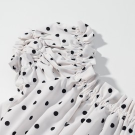 Short Top Printed Sexy Polka Dot Autumn Sexy Women off Shoulder