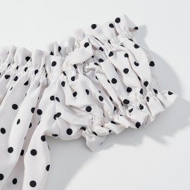 Short Top Printed Sexy Polka Dot Autumn Sexy Women off Shoulder