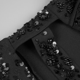 Women Clothing Handmade Embroidered Beads Sling Slim Sheath Dress Tight Bandage Dress Formal Dress