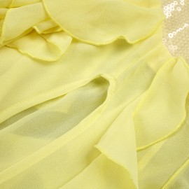 French Tight Waist Yellow Tube Top Dress Holiday Backless Summer Ruffles Women Clothing Tight Waist