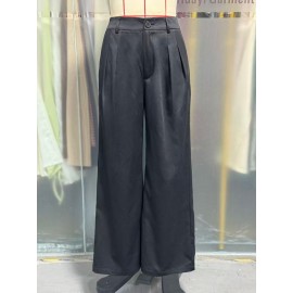 Loose High Waist Black Draping Spring Autumn Work Pant Business Straight Leg Casual High Grade Ladies Work Pant