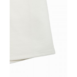White Trousers for Women Patchwork Lace Cutout Loose Wide Leg Casual Pants