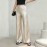 Women Clothing Drawstring Satin Trousers High Waist Solid Color Wide Leg Pants