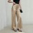 Women Clothing Drawstring Satin Trousers High Waist Solid Color Wide Leg Pants