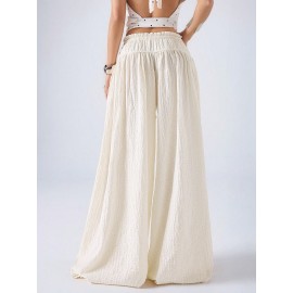 Idle Small Casual Draping Effect Figure Flattering Culotte A line Design Loose High Waist Slim Fit Wide Legged Pants