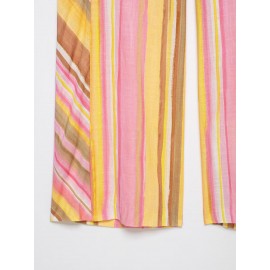 Spring Women Clothing Casual Loose Striped Wide Leg Pants