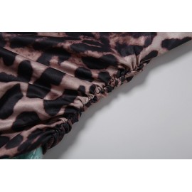 Summer Women Sequined Sexy Leopard Print Hollow Out Cutout out Tube Top Dress