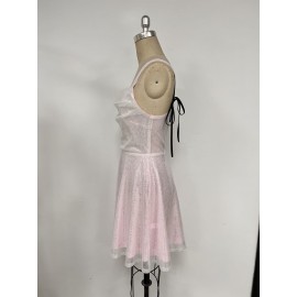 Sexy Sequined Suspender Bow Dress Women