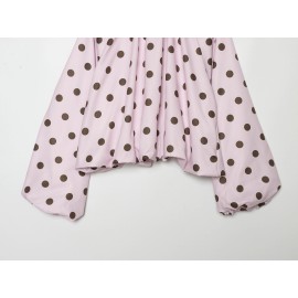 Women Clothing French Polka Dot Sleeve Top Back Bow Design Blouses