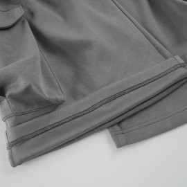 Street Work Clothes Pocket Waist Drawstring Straight Cropped Pants Casual Laid Back Loose Wide Leg Pants