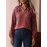 Vintage Red Grid Pattern Long Sleeved Shirt Women V neck Pinch Pleated Loose Casual Plaid Top