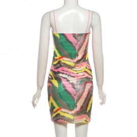 Summer Sexy Slim Fit Skinny Sequin Sling Sheath Dress