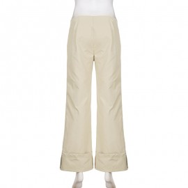 Retro Low Waist Sexy Baggy Straight Trousers Match Slimming Woven Casual Pants Simple Trousers