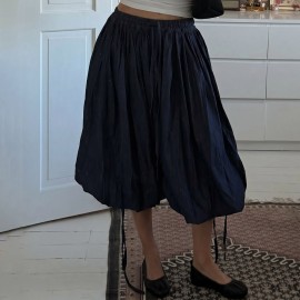 College Simple Loose Bud Shaped Pants Elastic Waist Drawstring All Match Middle Pants Retro Street Casual Pants Women