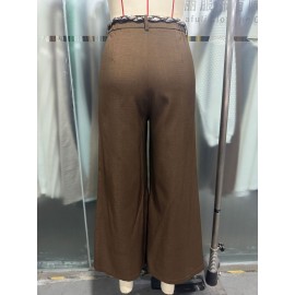 Retro Affordable Luxury Design Loose Slimming Casual Pants High End High Waist A line Small Wide Leg Pants