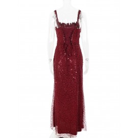 Women Clothing Dress Sequin Sling Evening Dress Dinner Sexy Dress Slim Fit Backless Maxi Dress