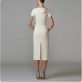 Star Graceful Fashionable Heavy Industry Beads Diamond Short Sleeve Slim Mid Length Dress