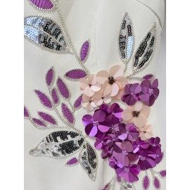 Star Graceful Fashionable Heavy Industry Beads Diamond Short Sleeve Slim Mid Length Dress