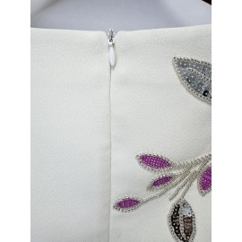 Star Graceful Fashionable Heavy Industry Beads Diamond Short Sleeve Slim Mid Length Dress