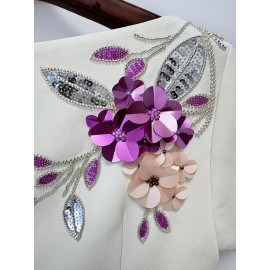 Star Graceful Fashionable Heavy Industry Beads Diamond Short Sleeve Slim Mid Length Dress