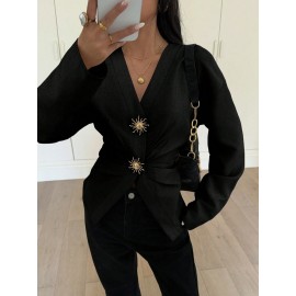 Fall Women Clothing Top Pullover Square Collar Puff Sleeve Waist Tight Sweet Elegance Shirt