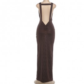 Summer Women Sexy Big Backless Dress Shiny Surface Sexy Swing Collar Sheath Dress