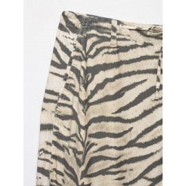 Women Clothing Animal Pattern Printing Wide Leg Laced Pants