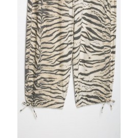Women Clothing Animal Pattern Printing Wide Leg Laced Pants