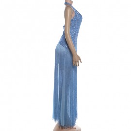 Summer Women Elegant Sexy Sequined Tassel Design Dress