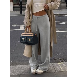 Home Casual Relaxed Cotton Linen Drawstring Trousers Women Clothing Summer