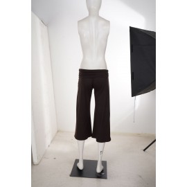 Retro Floral Print Waist Baggy Straight Trousers Summer Maillard Knit Casual Wide Leg Cropped Pants for Women