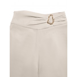 Casual Trousers for Women Autumn High Waist Metal Decoration Straight Leg Pants