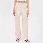 Women Clothing Imitation Acetate Satin Wide Leg Pants Boutique High Waist Elastic Drape Solid Color Trousers for Women