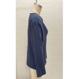Spring Autumn Cotton Linen Casual Cardigan Long Sleeved