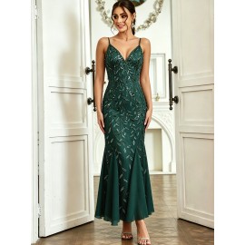 Women Clothing Party Evening Dress Sexy Chiffon Stitching Sequ Dress
