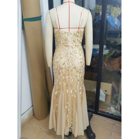 Women Clothing Party Evening Dress Sexy Chiffon Stitching Sequ Dress