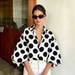 Eaby Refined Stylish Polka Dot Large Sleeves Shirt