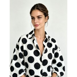 Eaby Refined Stylish Polka Dot Large Sleeves Shirt