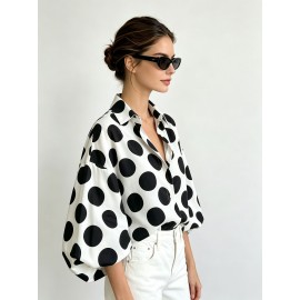 Eaby Refined Stylish Polka Dot Large Sleeves Shirt