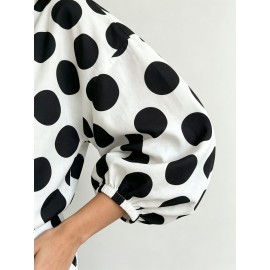 Eaby Refined Stylish Polka Dot Large Sleeves Shirt